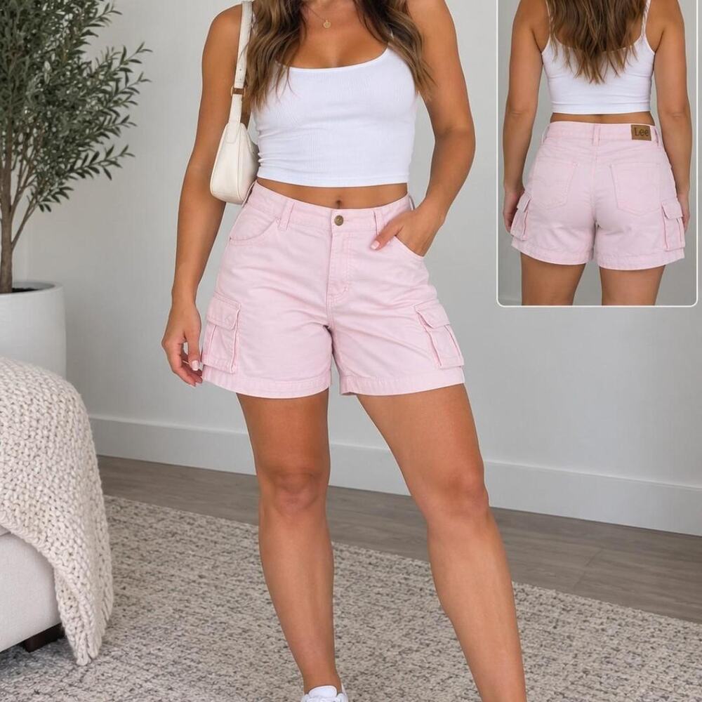 Lee pink cargo shorts regular